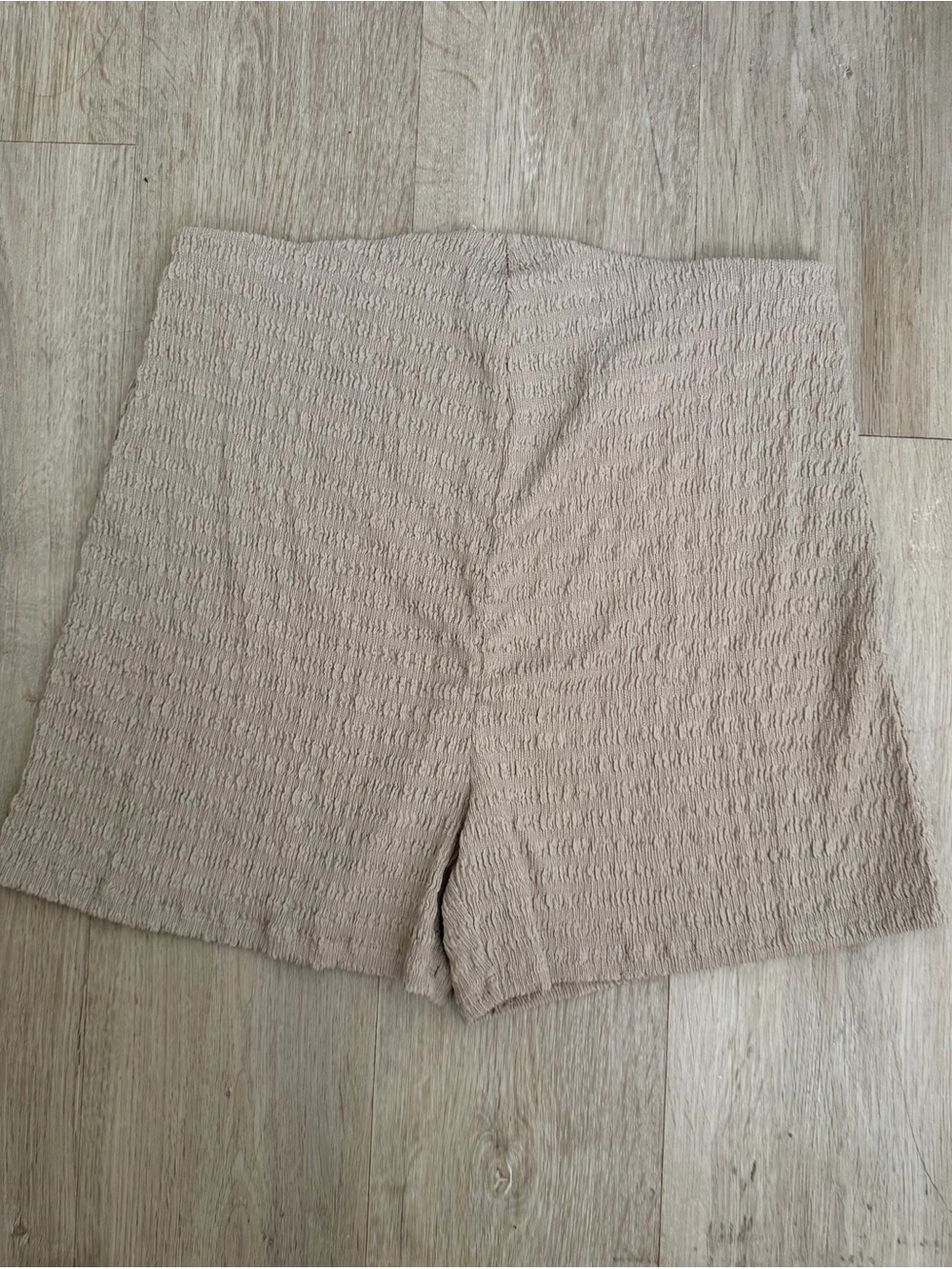 Women's Textured High-Waist Cream Shorts